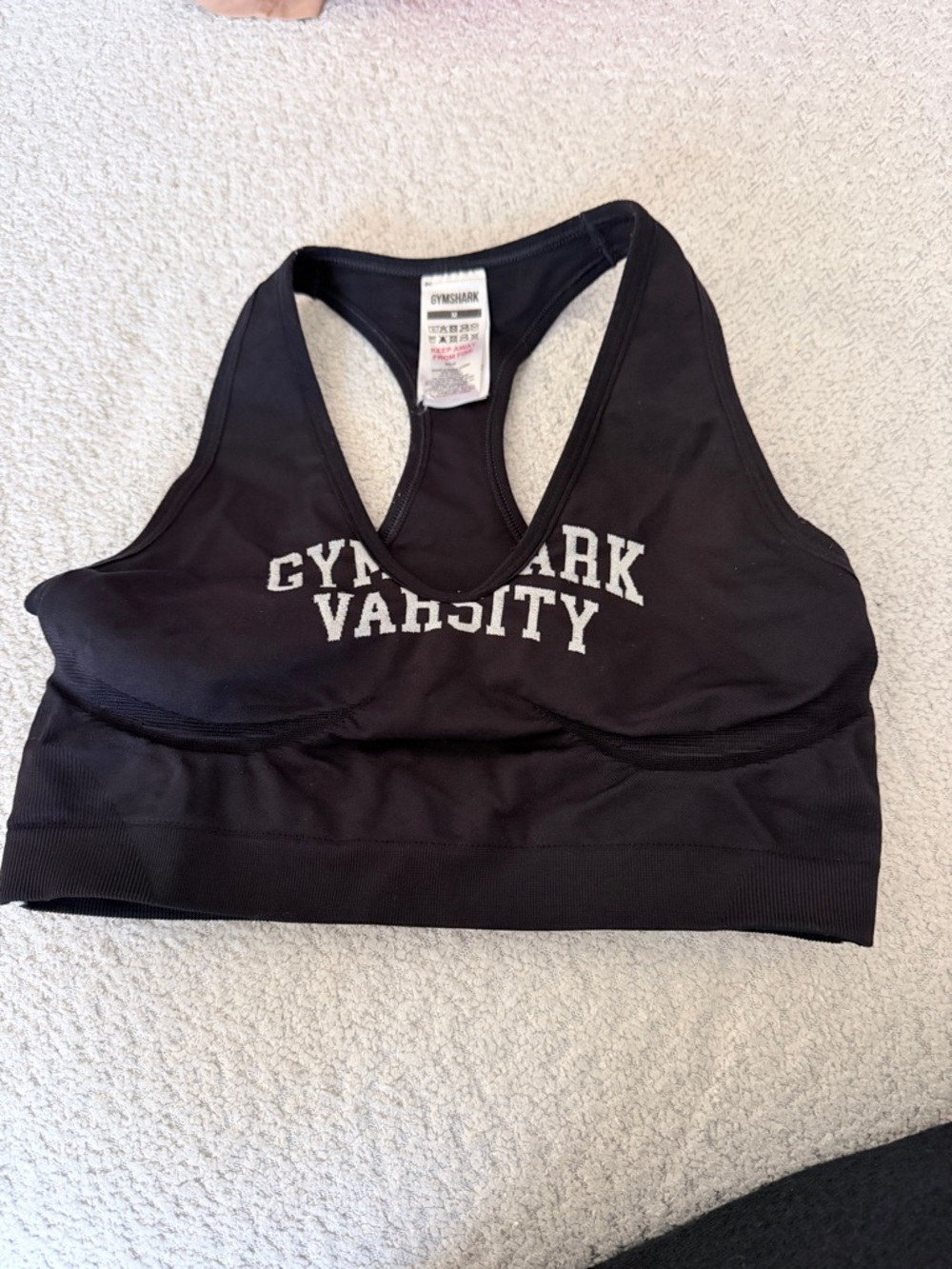 Gymshark Black Varsity Logo Racerback Sports Bra
